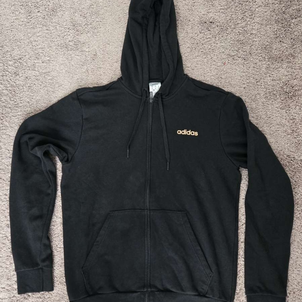 Adidas Black and Gold Zip-Up Sweater for Men